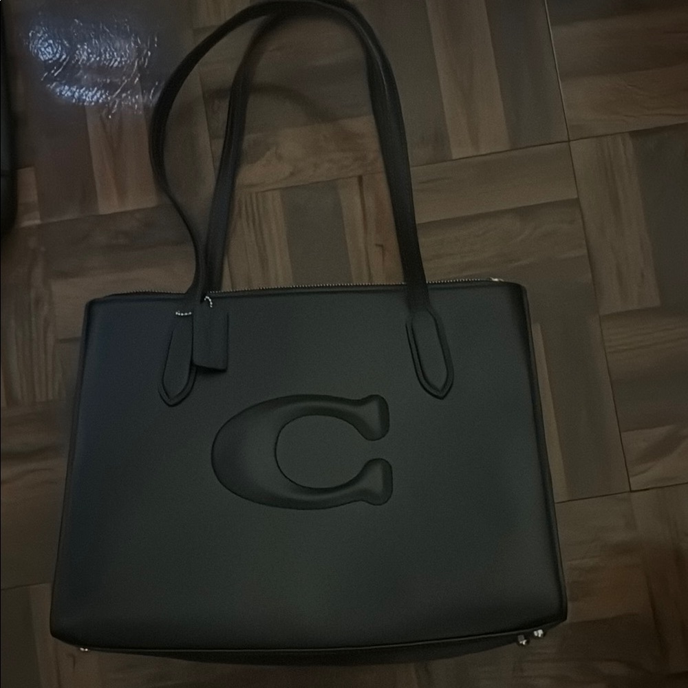 Coach Black Leather Tote Bag